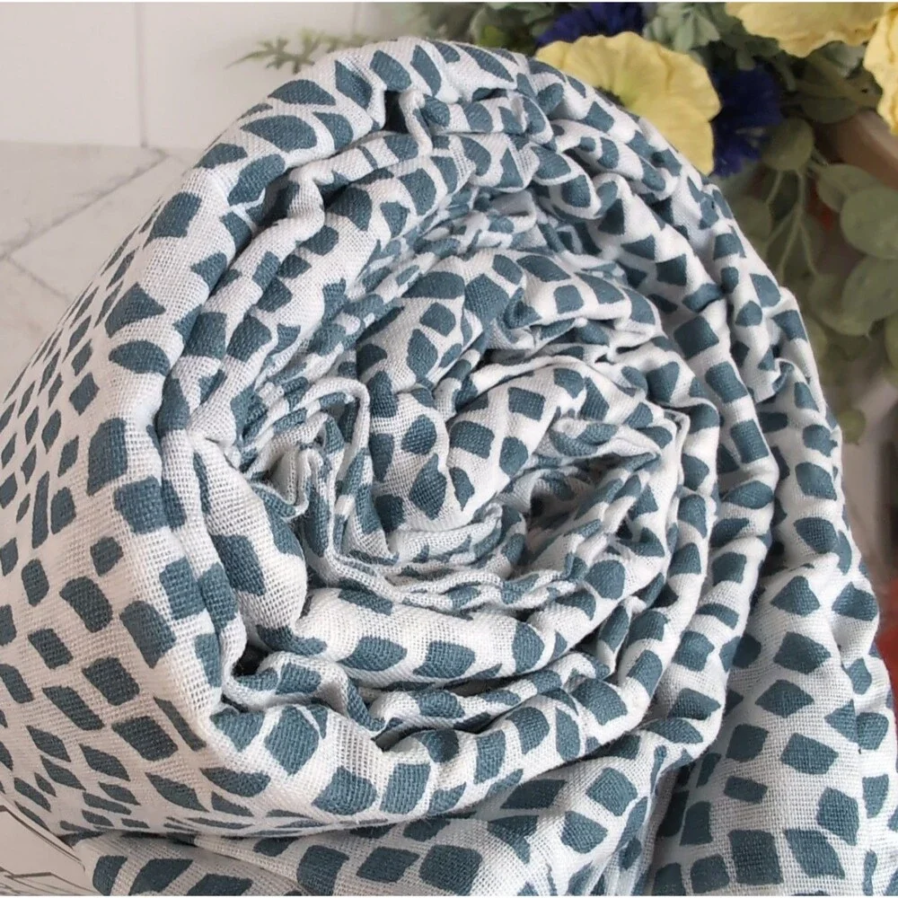 IKEA Tradkrassula Full/Queen Duvet Cover & Pillowcases White Teal Blue Scandi